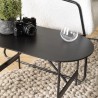 DALY Oval Coffee Table - Black Metal Base - 70x35cm