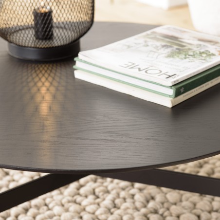 Table basse ronde noire DALY 78x78cm