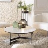 DALY Round Coffee Table 78x78cm - Marble-Effect Top & Metal Base