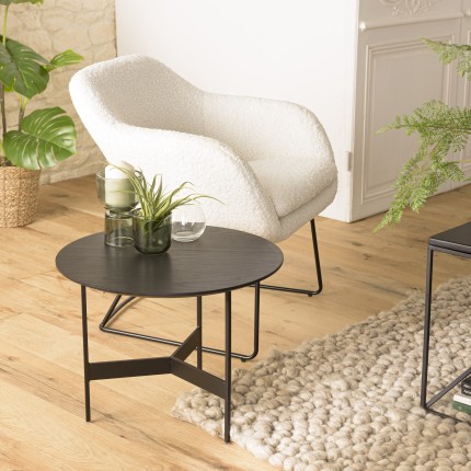 Table basse ronde noire DALY 50x50cm