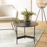 DALY Black Round Coffee Table 50x50cm - Metal Base