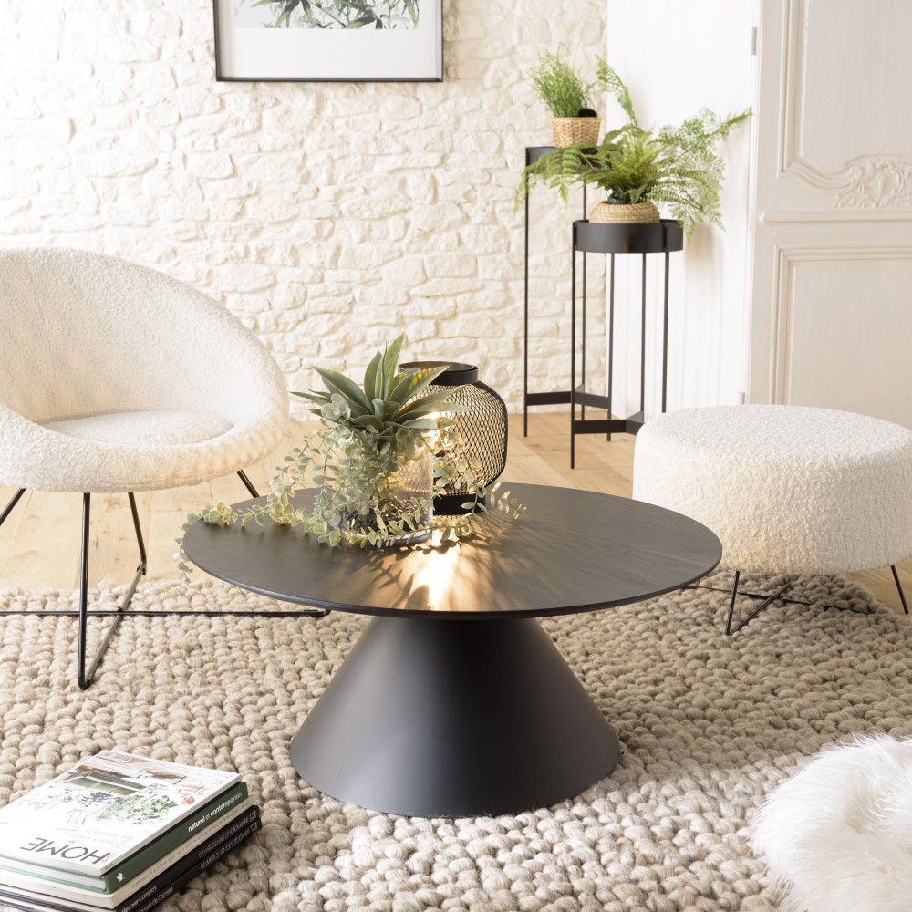 Table basse ronde noire DALY 78x78cm Table basse ronde noire DALY 78x78cm