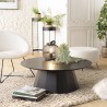DALY Black Round Coffee Table 90x90cm - 100% Wood Functional Design