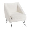 Fauteuil AGATHE - Tissu bouclette blanc et pieds épingles métal noir