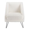 Fauteuil AGATHE - Tissu bouclette blanc et pieds épingles métal noir