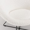 AGATHE Armchair - White Bouclé Fabric with Black Metal Cross Legs