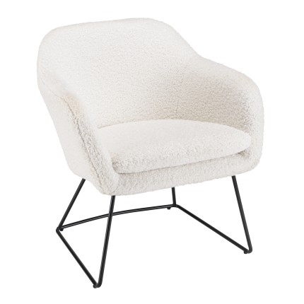 AGATHE Urban Armchair in White Bouclé Fabric - Cozy and Stylish