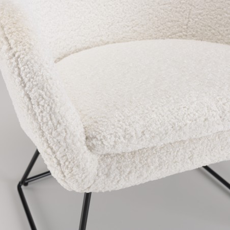 Fauteuil AGATHE en tissu bouclette blanc