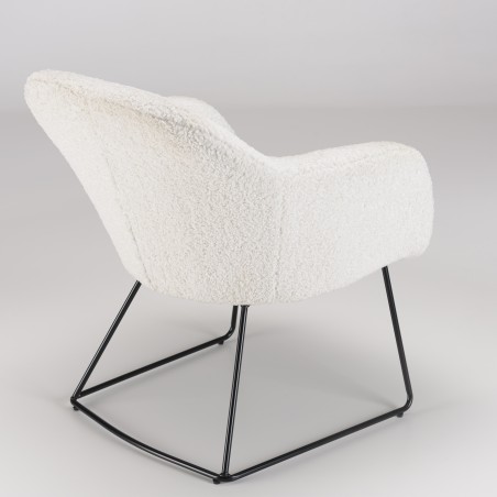 Fauteuil AGATHE en tissu bouclette blanc