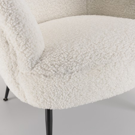 Fauteuil AGATHE - Tissu bouclette blanc - Cosy et design