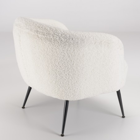 AGATHE - Cozy Armchair in White Bouclé Fabric