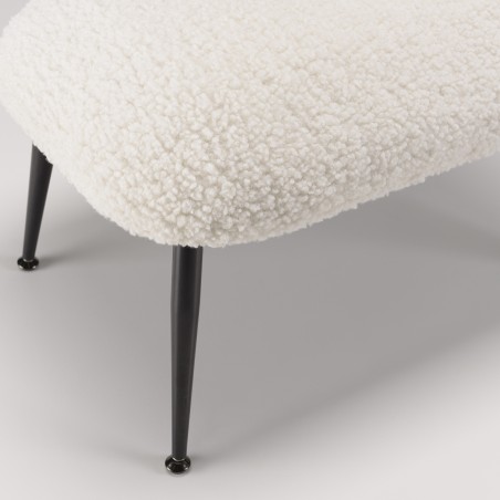 Tabouret AGATHE - Cosy en tissu bouclette blanc