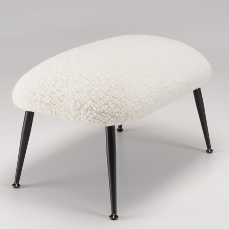Tabouret AGATHE - Cosy en tissu bouclette blanc