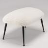 Agathe - Cozy Stool in White Bouclé Fabric with Black Metal Legs