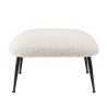 Agathe - Cozy Stool in White Bouclé Fabric with Black Metal Legs