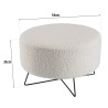 Pouf rond AGATHE en tissu bouclette blanc