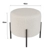 Tabouret rond AGATHE 40x40cm tissu bouclette blanc