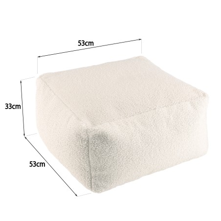 AGATHE Square Pouffe 53x53cm - White Bouclé Fabric