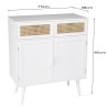 Buffet blanc SMANDY - 2 portes 2 tiroirs cannage naturel