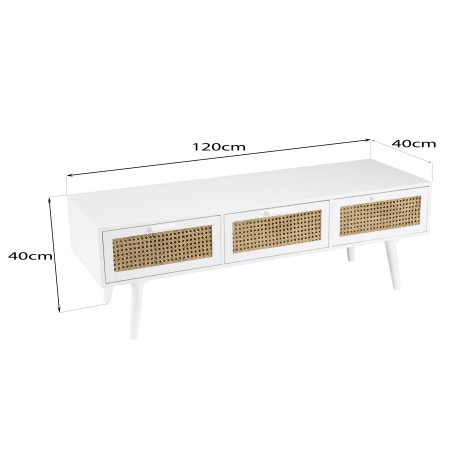 SMANDY White TV Stand with 3 Drawers