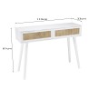 Console blanche 2 tiroirs cannage naturel - SMANDY