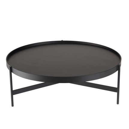 DALY Black Round Coffee Table 102x102cm - Metal Base