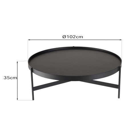Table basse ronde DALY en métal noir 102x102cm