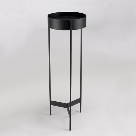 DALY Round Plant Stand - Black Metal Base - Elegant Plant Holder