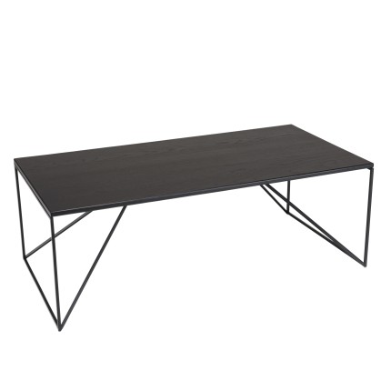 DALY - Black Rectangular Coffee Table 120x60cm Metal Legs