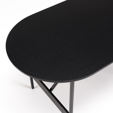 DALY Oval Coffee Table - Black Metal Base - 70x35cm