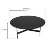 DALY Black Round Coffee Table 78x78cm - Metal Base
