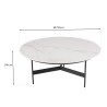 DALY Round Coffee Table 78x78cm - Marble-Effect Top & Metal Base