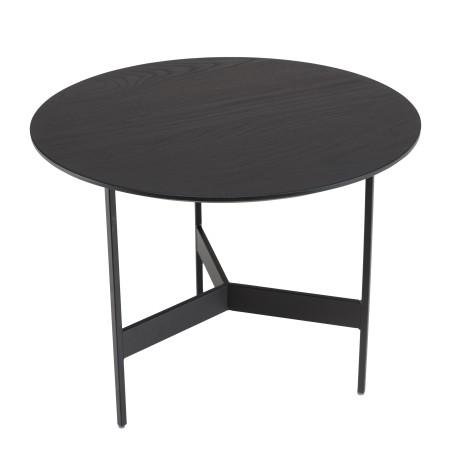 DALY Black Round Coffee Table 50x50cm - Metal Base