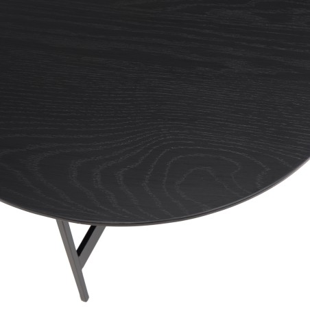 DALY Black Round Coffee Table 50x50cm - Metal Base