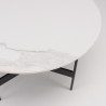 DALY Round Coffee Table 50x50cm - Marble-Effect Top & Metal Base