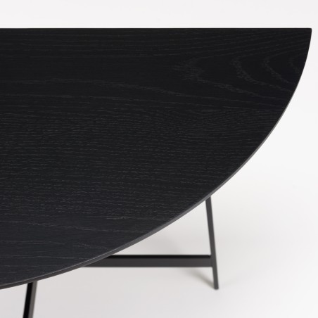 DALY - Black Half-Moon Console Table 83x35cm | Metal Base