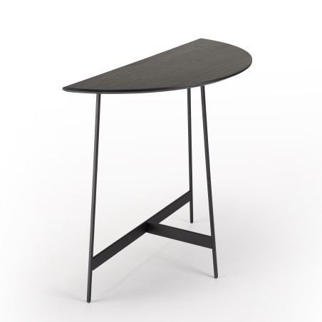 DALY - Black Half-Moon Console Table 83x35cm | Metal Base