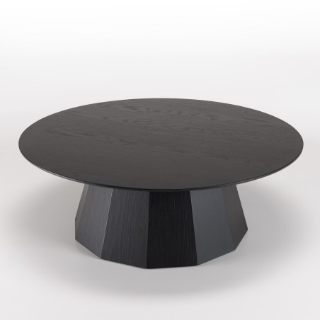 DALY Black Round Coffee Table 90x90cm - 100% Wood Functional Design