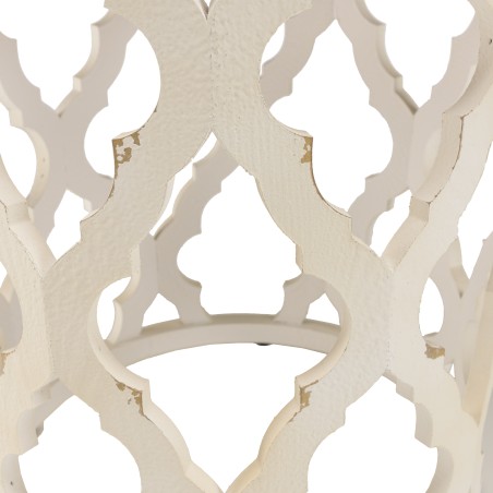 VICTOIRE Round Side Table 50x50cm - Natural Top, Aged White Base