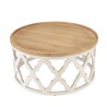 VICTOIRE Round Coffee Table 80x80cm Natural Top White Aged Base