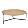 VICTOIRE Round Coffee Table 100x100cm Natural Top Black Metal Legs