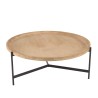 VICTOIRE Round Coffee Table 100x100cm Natural Top Black Metal Legs