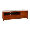 LORINE Low TV Stand - Brown Mindi Wood - 3 Drawers