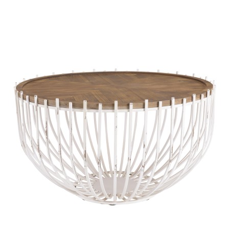 VICTOIRE Round Coffee Table 83x83cm - White Aged Metal Base