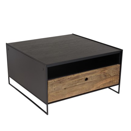 Table basse DANDY - Bois pin recyclé et métal 80x80cm