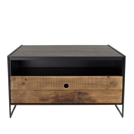 Table basse DANDY - Bois pin recyclé et métal 80x80cm