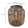 VICTOIRE Cylindrical Side Table with Handles - 51 x 51 cm - Black Metal Top