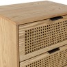 MARCEAU Bedside Table with 2 Drawers | Natural Cane & Black Metal