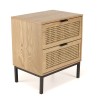 MARCEAU Bedside Table with 2 Drawers | Natural Cane & Black Metal