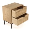 MARCEAU Bedside Table with 2 Drawers | Natural Cane & Black Metal